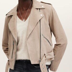 All Saints Balfern Beige Cream Leather Jacket US 0